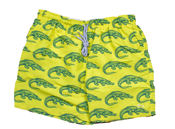 Men's Printed Swim Trunks - Palm Trees - Pink