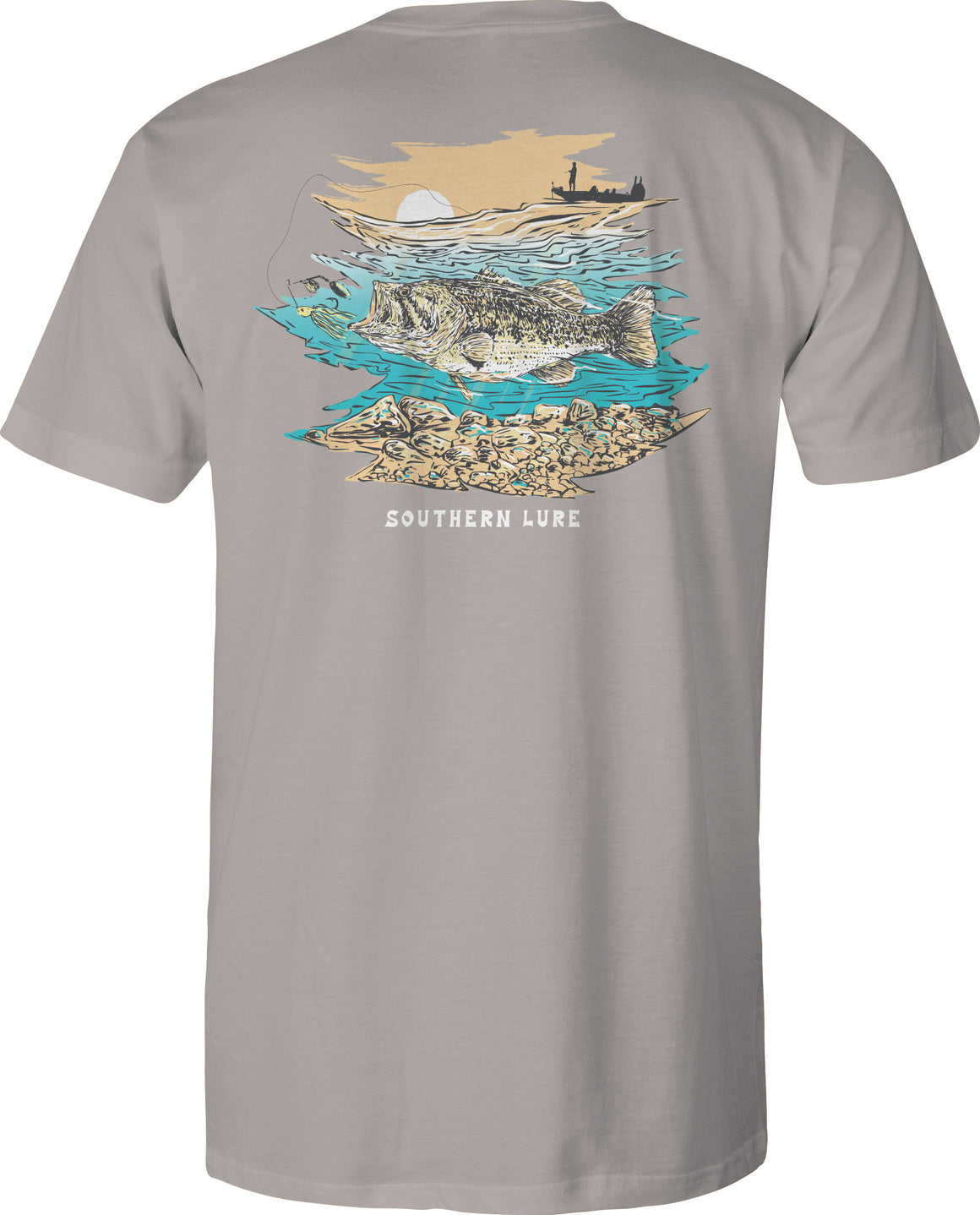 Adult Short Sleeve Tee Bass Fisherman - Granite