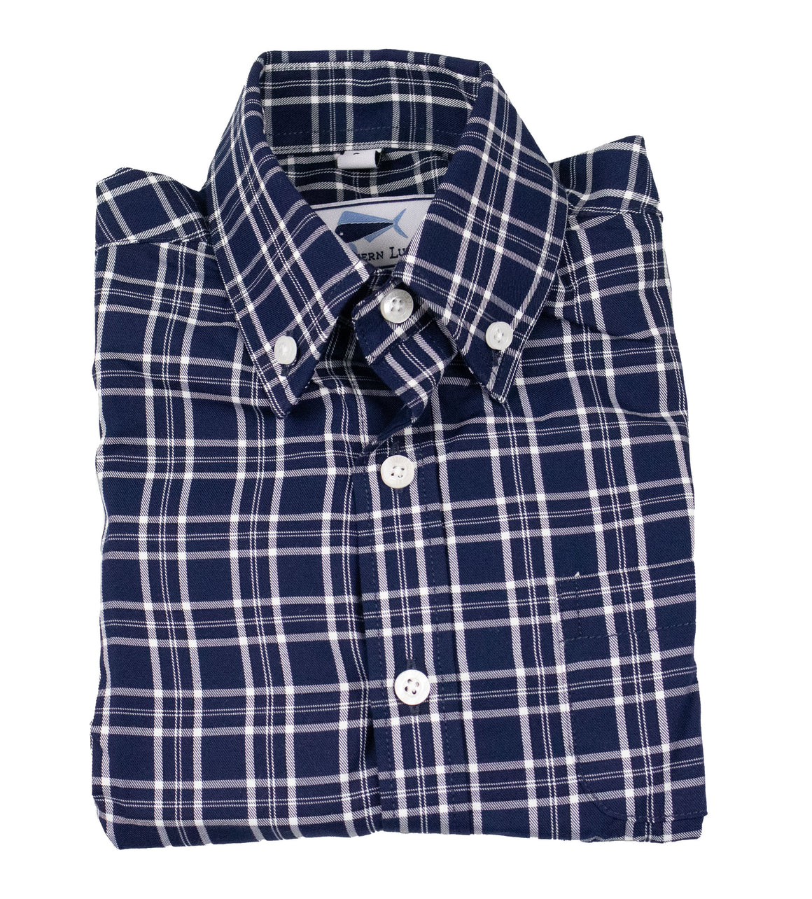 Youth Flannel Shirt - Berry Blue Navy White Plaid