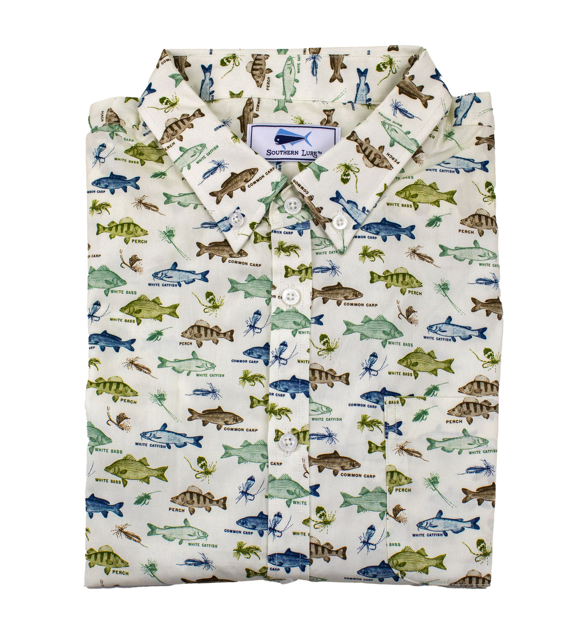 Youth & Toddler Short Sleeve Woven Sport Shirt - Fresh Water Fish - Sand