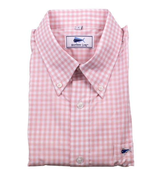 Youth & Toddler Short Sleeve Woven Sport Shirt - Pale Pink Gingham