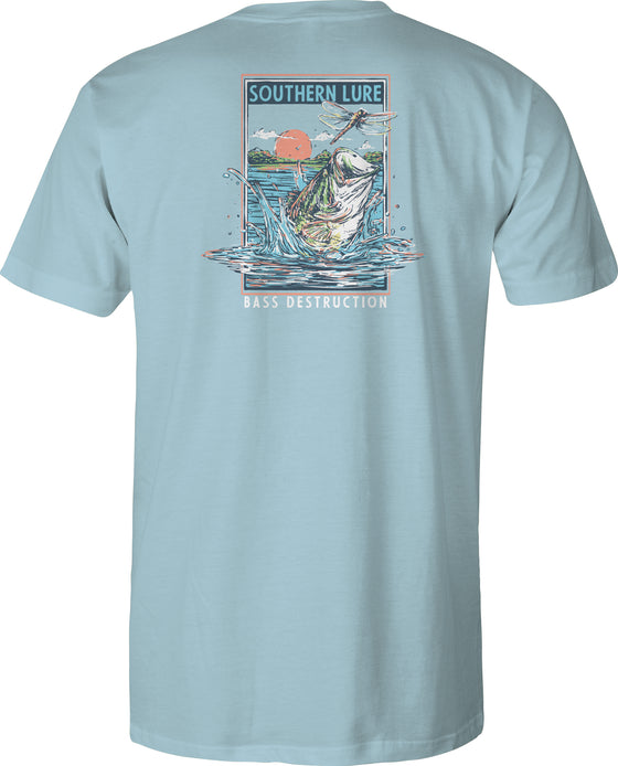 Adult Short Sleeve Tee Bass Destruction V2 - Sky Blue