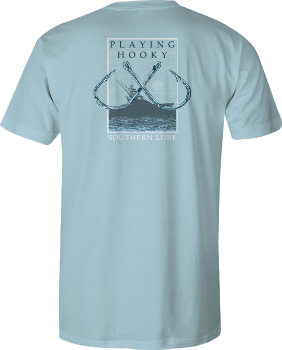 Adult Short Sleeve Tee Playing Hooky - Sky Blue