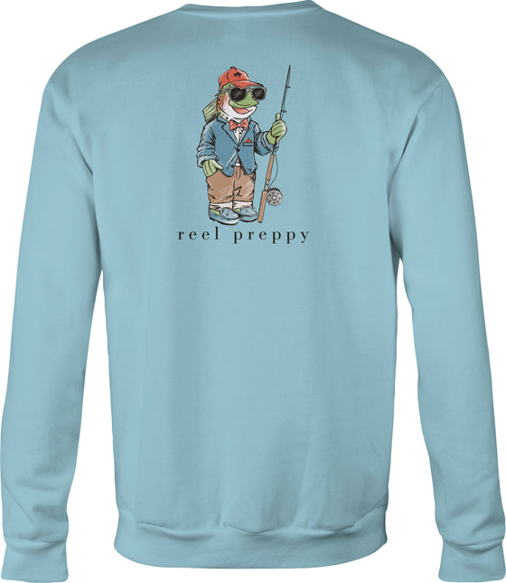 Adult Crew Neck Fleece Reel Preppy - Sky Blue