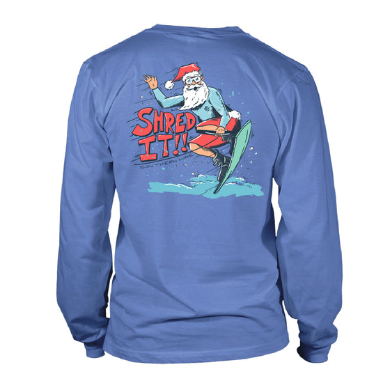 Youth & Toddler Long Sleeve Cotton Tee - Shred It Santa - Dusk