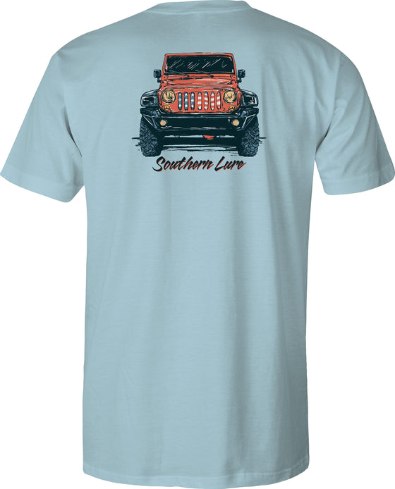 Adult Short Sleeve Tee USA Jeep - Sky Blue