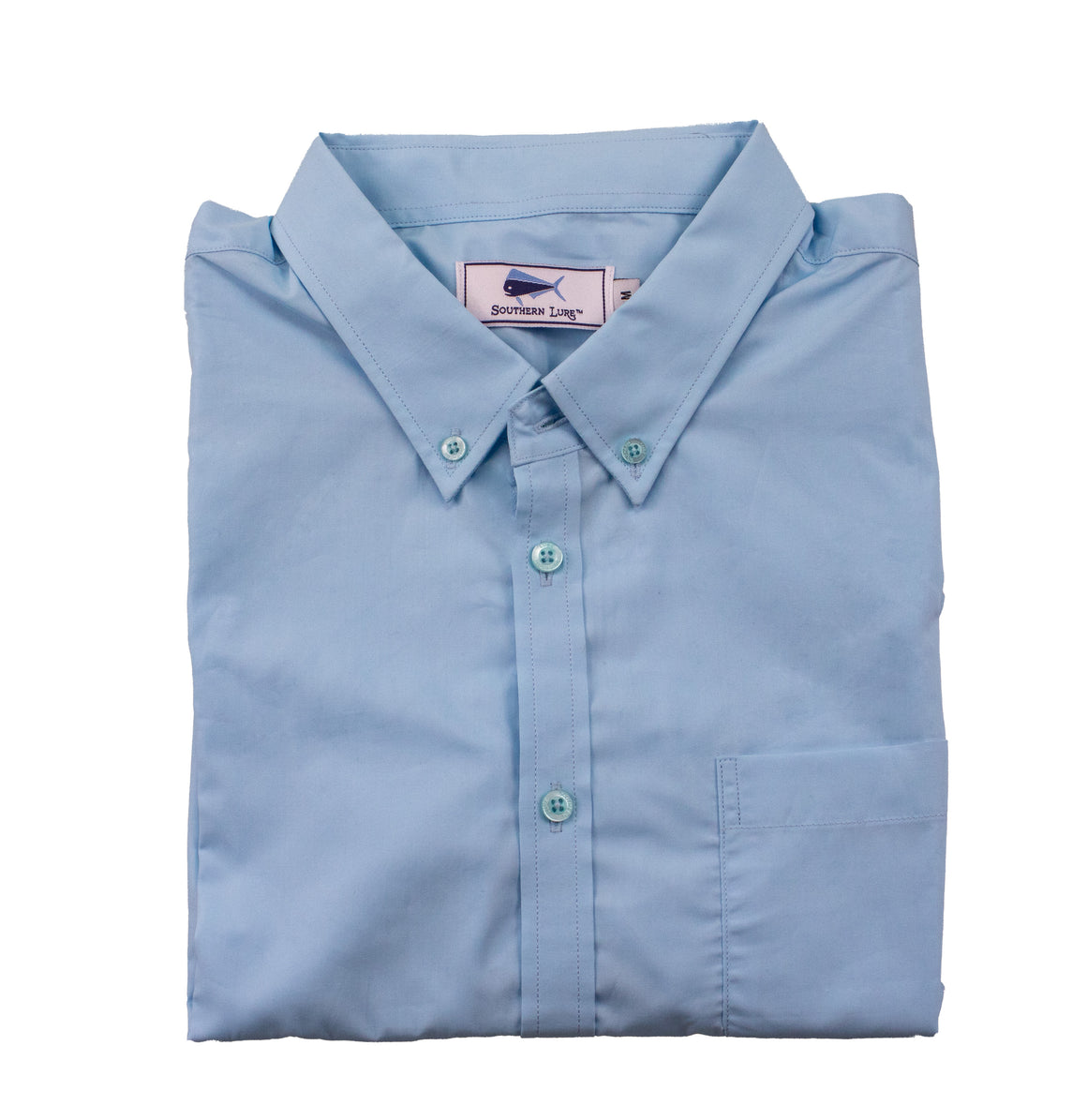 Men's Short Sleeve Casual Woven Sport Shirt - Solid Sky Blue